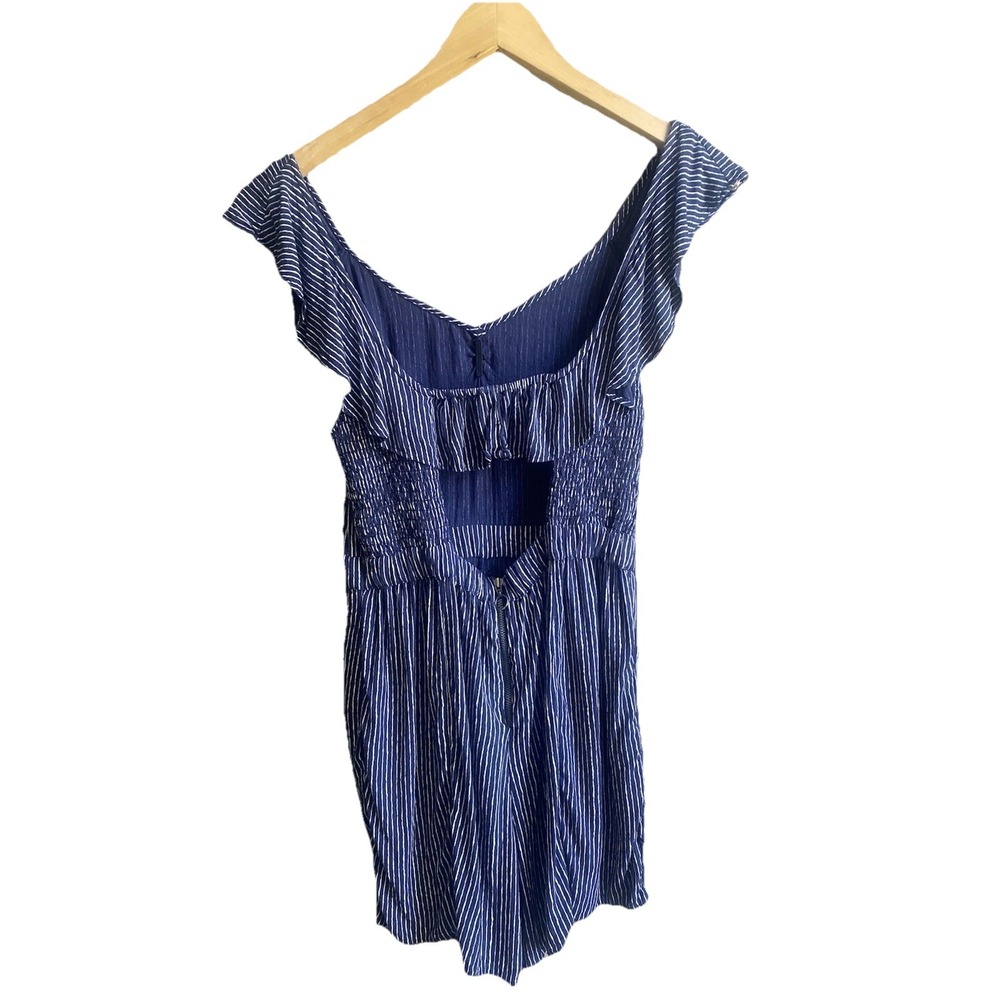 American Eagle Blue/White Striped Sleeveless Romper Size S Pullover Stretch Zip